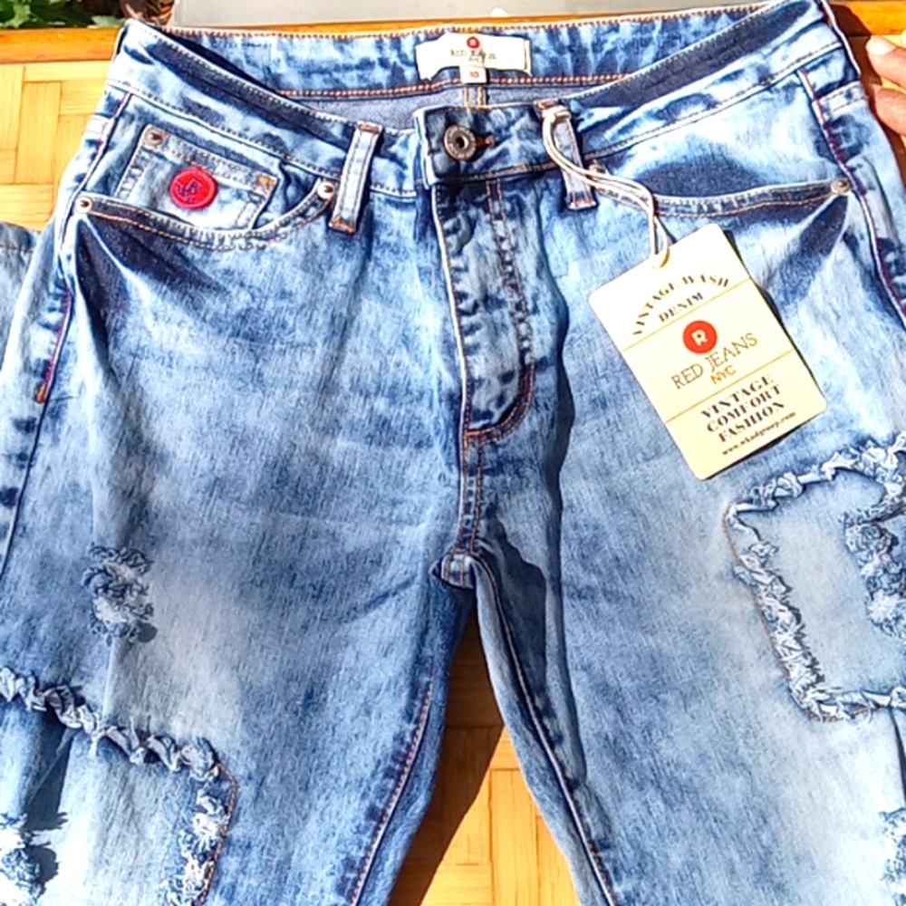 Distressed Red Jeans NYC- Size 10